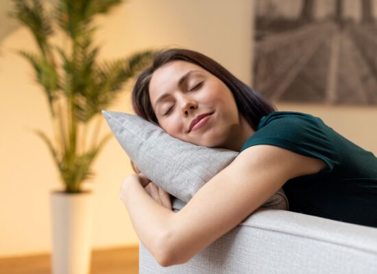 Peaceful person sleeping comfortably while the brain restores itself overnight for better mental health