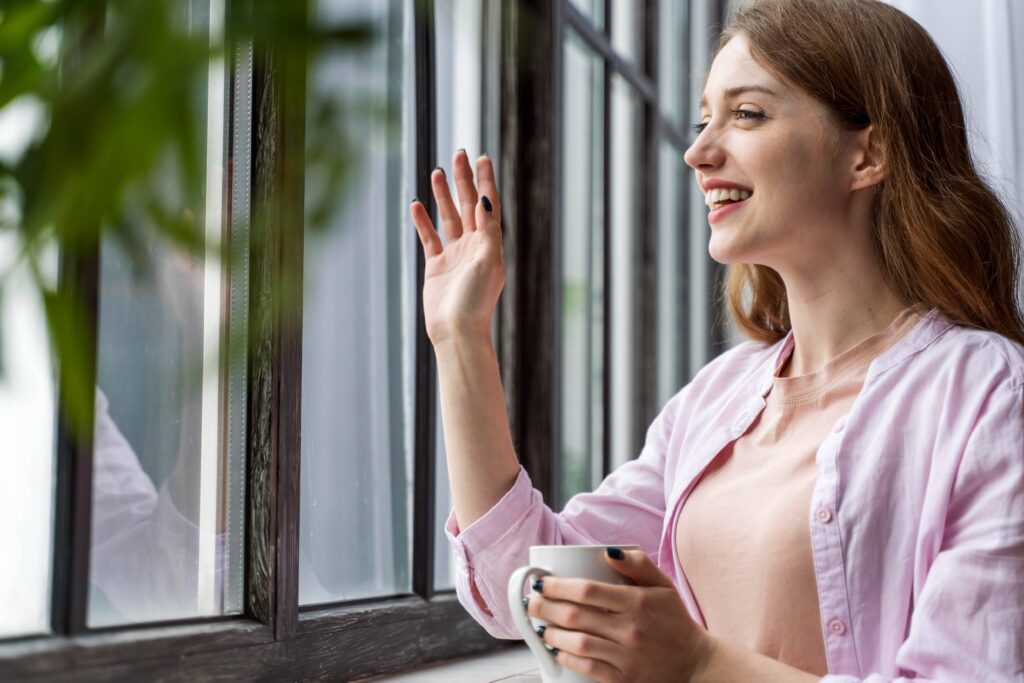 Woman enjoying the present moment while maintaining digital balance